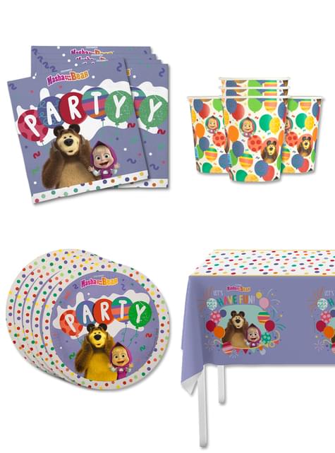 Kit decoración de cumpleaños Masha y el Oso para 8 personas - Funiglobal Kits | Funidelia