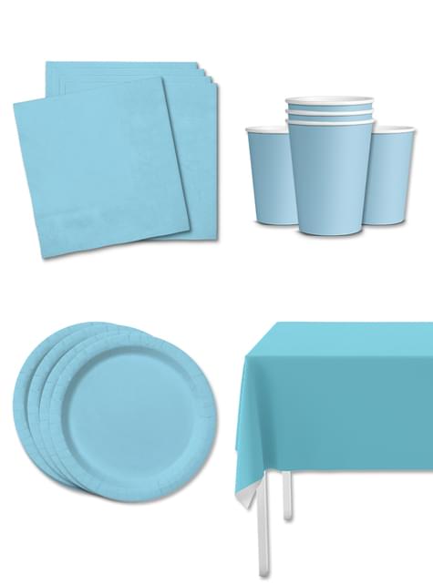 Kit decoración de fiesta color azul claro para 8 personas - Colores lisos - Funiglobal Kits | Funidelia