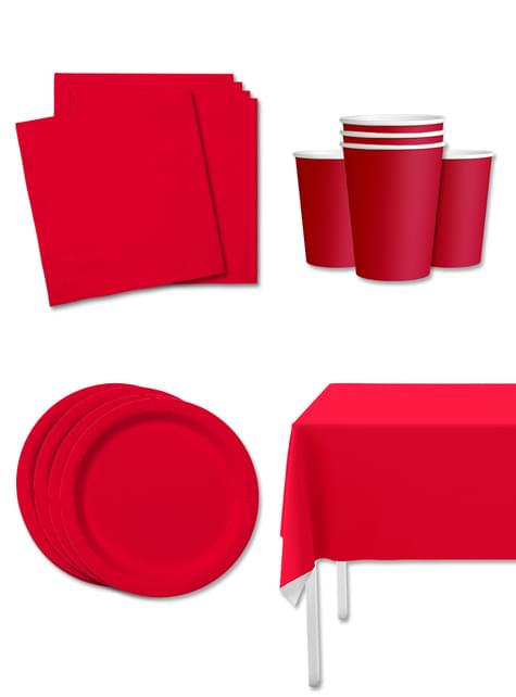 Kit decoración de fiesta color rojo para 8 personas - Colores lisos - Funiglobal Kits | Funidelia