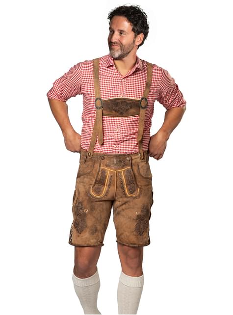 Lederhosen corto marrón premium para hombre - Partychimp | Funidelia