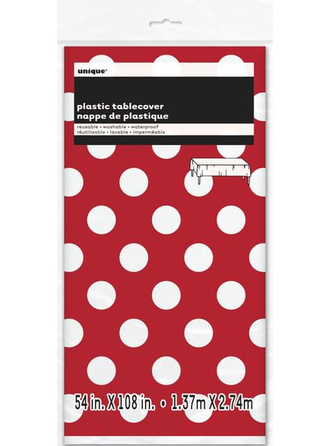 Mantel rojo con topos blancos rectangular - Línea colores Básicos - Unique | Funidelia