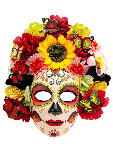 Máscara de Catrina Día de los Muertos con flores - Widmann | Funidelia