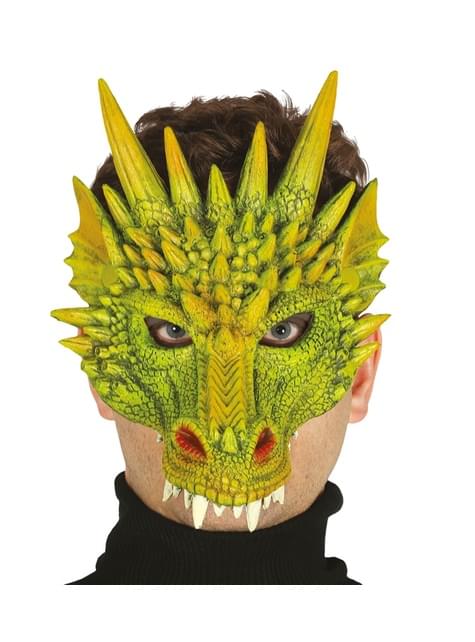 Máscara de dragón verde para adulto