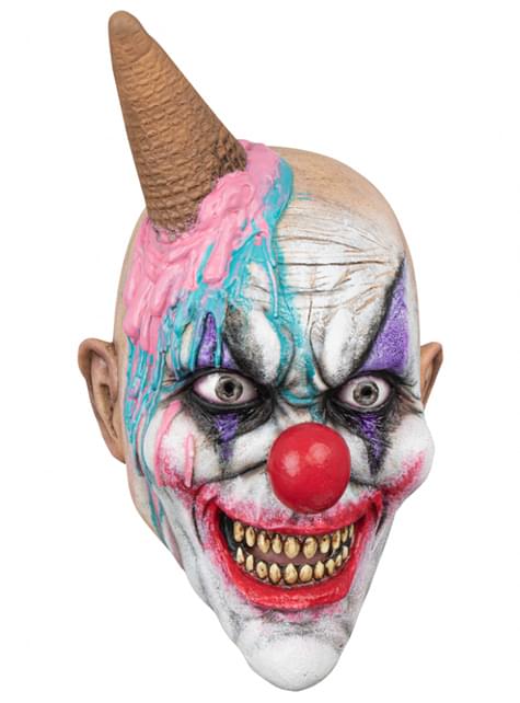 Máscara de payaso con helado derretido