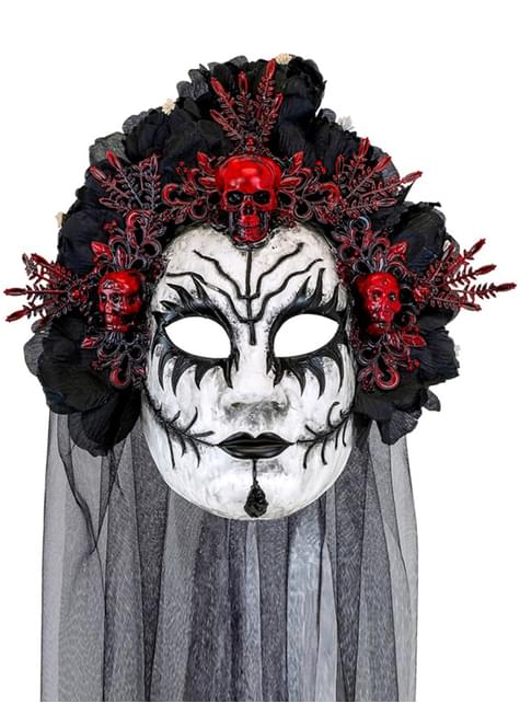 Máscara de reina de la muerte con velo - Widmann | Funidelia