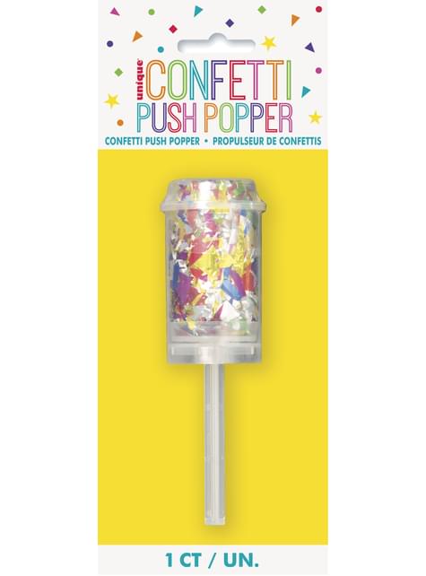 Mini Cañón de confetti multicolor - Unique | Funidelia