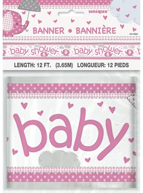 Pancarta Baby Shower rosa - Umbrellaphants Pink - Unique | Funidelia