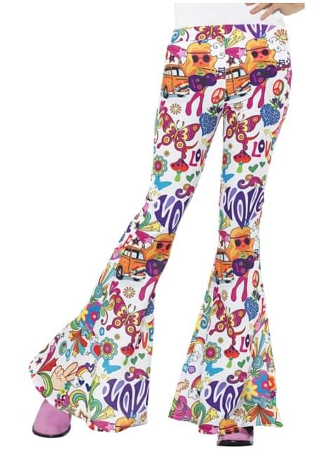 Pantalones acampanado sesentero colorido para mujer