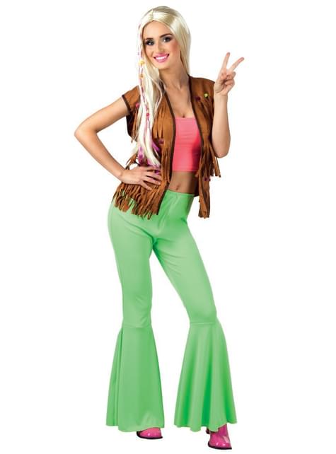 Pantalones de campana verdes para mujer - Boland | Funidelia