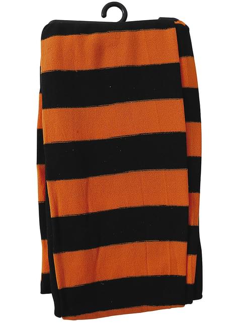 Pantys de bruja de rayas negras y naranjas para mujer - Guirca | Funidelia