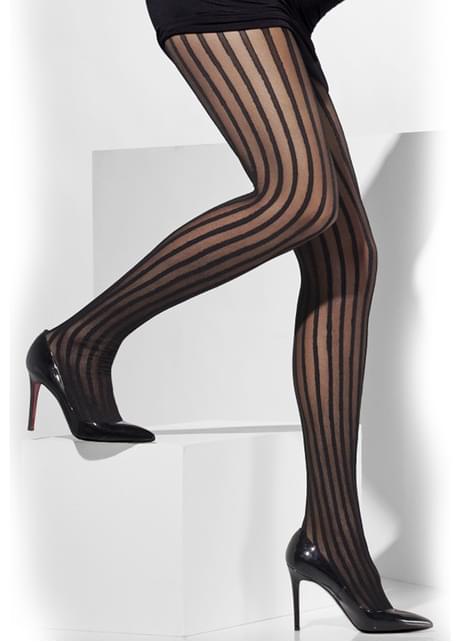 Pantys negros transparentes con rayas años 20 - Smiffys | Funidelia
