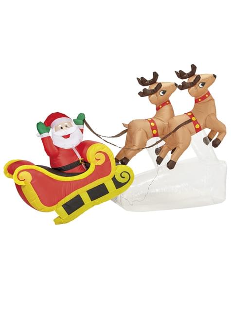 Papá Noel con renos hinchable gigante - Widmann | Funidelia
