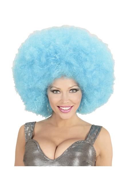 Peluca afro azul gigante para adulto - Widmann | Funidelia