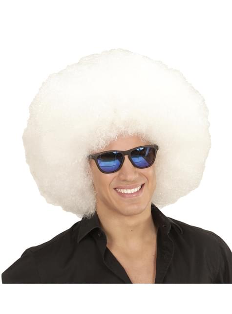 Peluca afro blanca gigante para adulto - Widmann | Funidelia