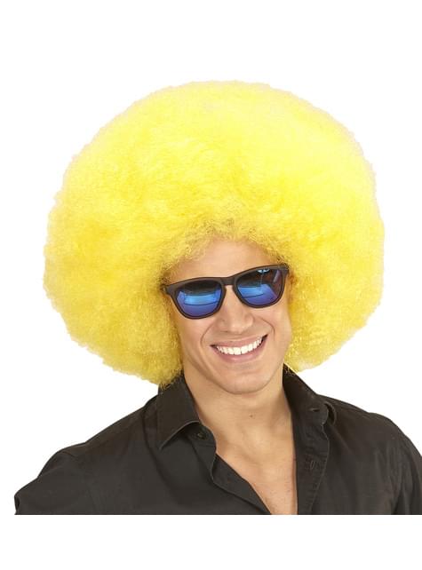Peluca afro gigante amarilla deluxe en bolsa