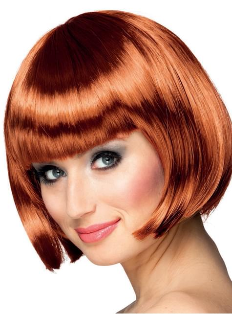 Peluca cobre media melena con flequillo para mujer - Boland | Funidelia