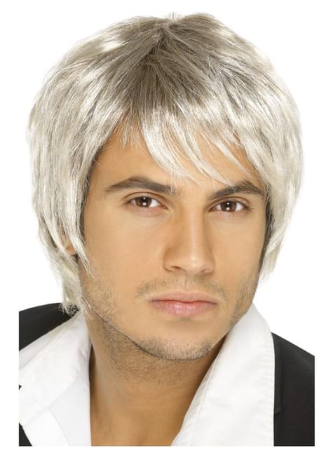 Peluca años 80 gris para hombre