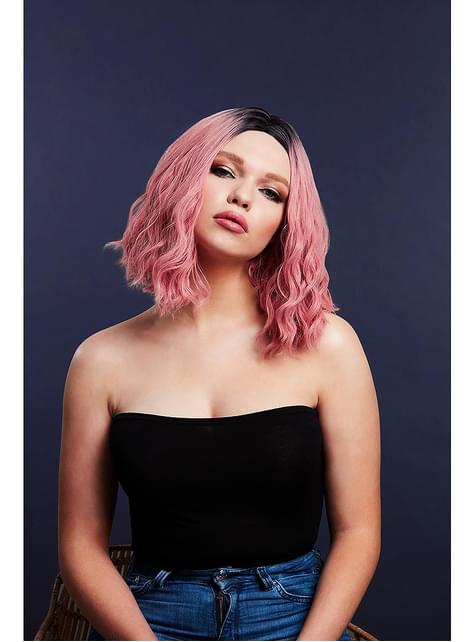 Peluca corta rosa
