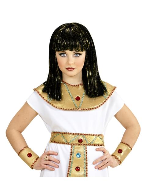 Peluca de Cleopatra con hilos metalizados para niña - Widmann | Funidelia