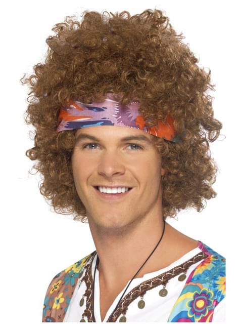 Peluca de hippie afro marrón clásica - Smiffys | Funidelia