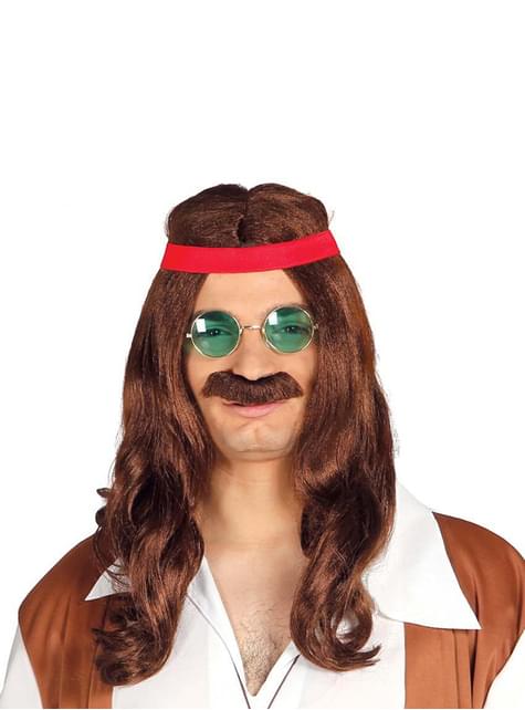 Peluca de hippie liberal con bigote - Guirca | Funidelia