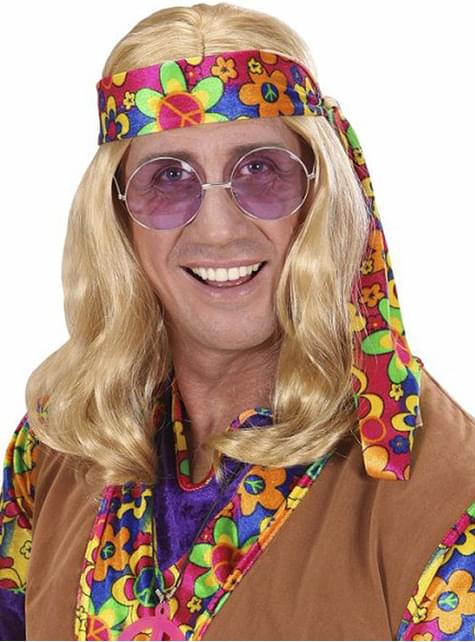 Peluca de hippie rubia para hombre - Widmann | Funidelia