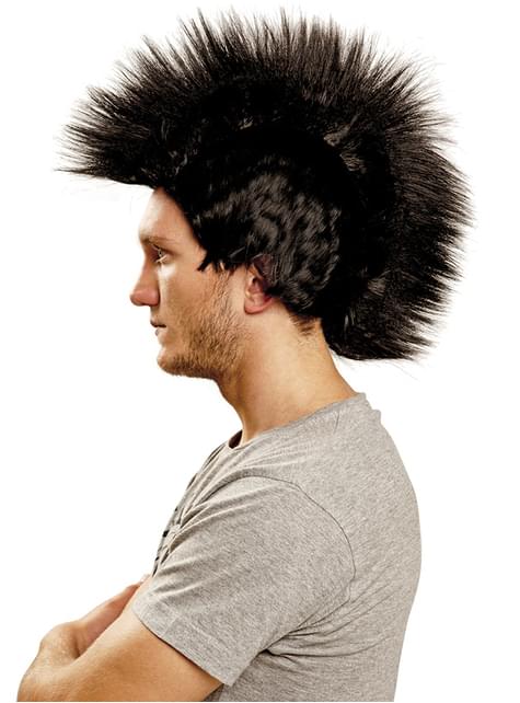 Peluca punky negra con cresta
