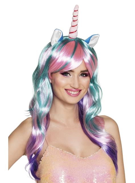 Peluca de unicornio multicolor larga para mujer - Boland | Funidelia