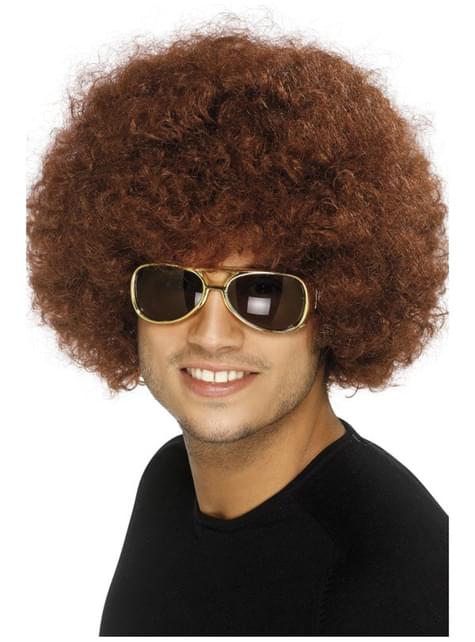 Peluca funky afro marrón - Smiffys | Funidelia