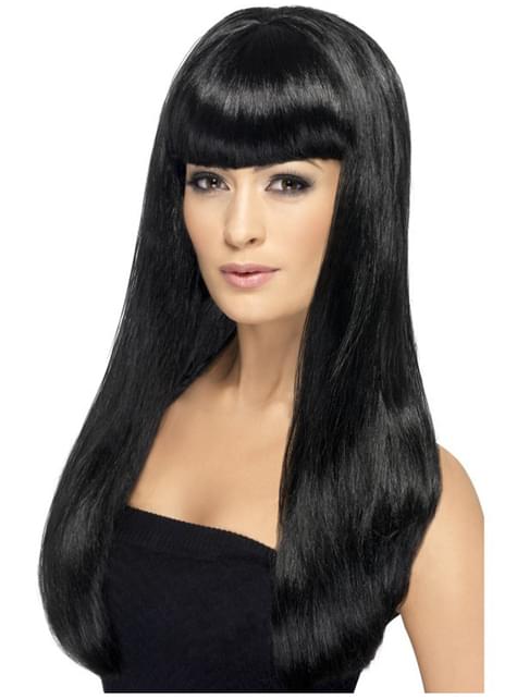 Peluca morena con flequillo - Smiffys | Funidelia