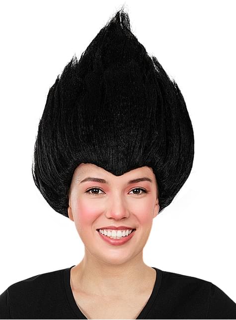 Peluca negra - Trolls - Funiglobal | Funidelia