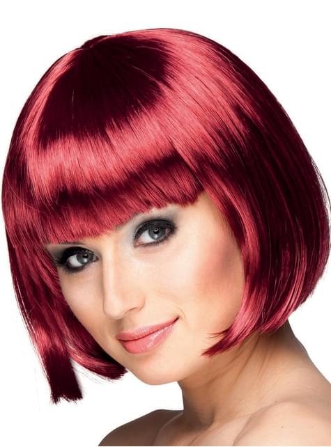 Peluca pelirroja media melena con flequillo para mujer - Boland | Funidelia