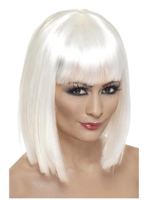Peluca recta con flequillo blanca para mujer - Smiffys | Funidelia