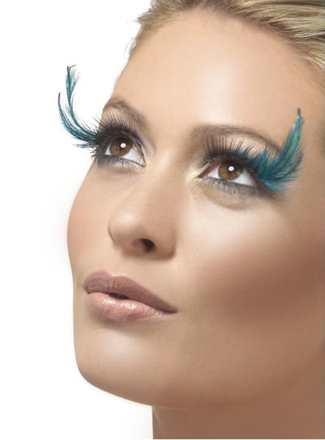 Pestañas con plumas color turquesa - Smiffys | Funidelia