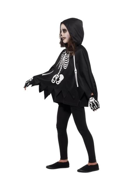 Poncho de esqueleto infantil