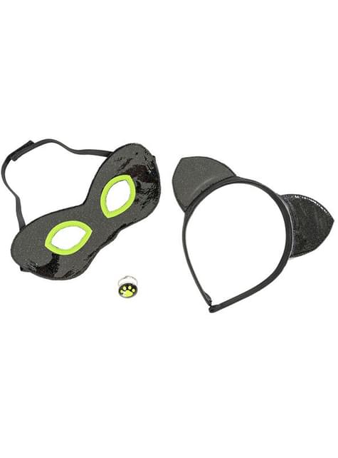 Set de diadema, antifaz y anillo de Cat Noir