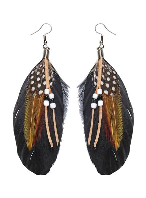 Set de pendientes de plumas con perlas para mujer