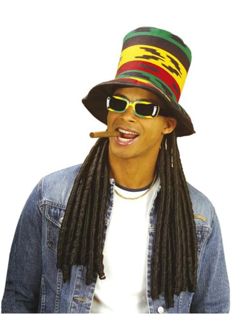 Sombrero de copa rastafari con rastas - Widmann | Funidelia