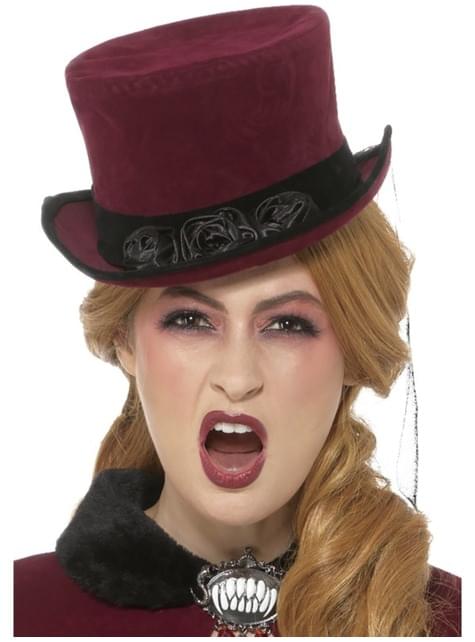 Sombrero de vampiro victoriano granate - Smiffys | Funidelia