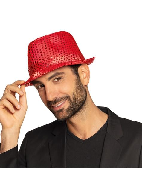 Sombrero rojo de lentejuelas para adulto