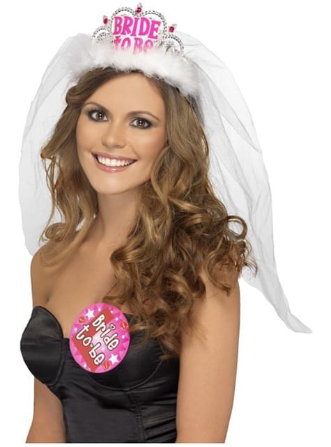 Tiara con velo blanco para mujer - Smiffys | Funidelia
