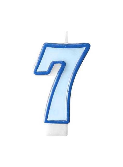 Vela de cumpleaños azul número 7