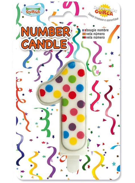 Vela de Cumpleaños Confeti Número 1 - Guirca | Funidelia