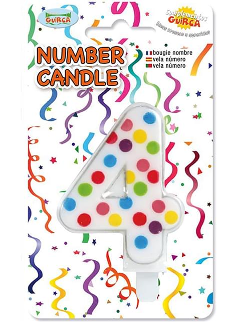 Vela de Cumpleaños Confeti Número 4 - Guirca | Funidelia