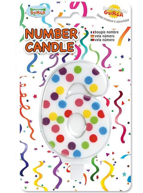 Vela de Cumpleaños Confeti Número 6 - Guirca | Funidelia