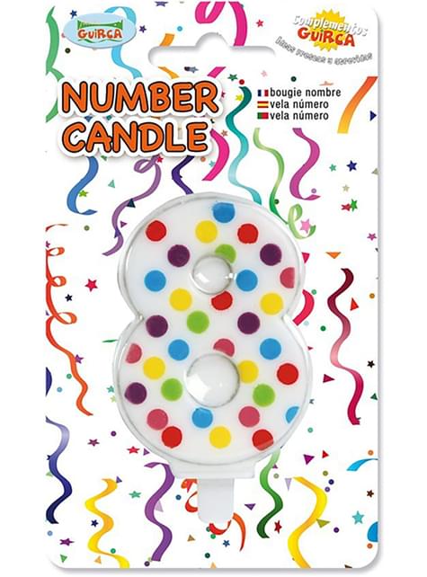 Vela de Cumpleaños Confeti Número 8 - Guirca | Funidelia