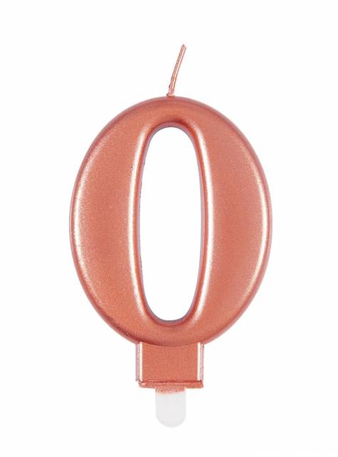 Vela de cumpleaños oro rosa número 0 - Unique | Funidelia