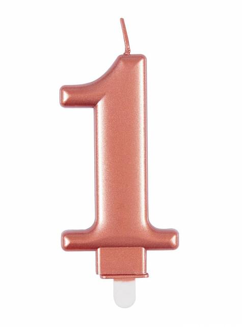 Vela de cumpleaños oro rosa número 1 - Unique | Funidelia