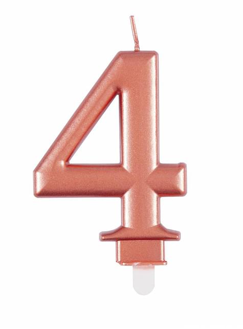 Vela de cumpleaños oro rosa número 4 - Unique | Funidelia