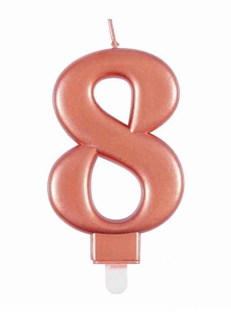 Vela de cumpleaños oro rosa número 8 - Unique | Funidelia
